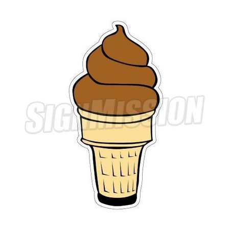 SIGNMISSION Safety Sign, 1.5 in Height, Vinyl, 8 in Length, Soft Ice Cream Cone Chocolate D-DC-8-Soft Ice Cream Cone Chocolate